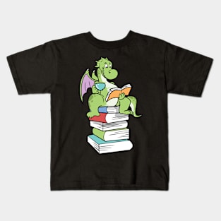 Kawaii Book Dragon Tea Coffee Kids T-Shirt